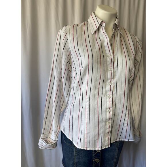 Marks & Spencer Striped Button-Up Blouse - Size UK 14 (US 10) - Picture 2 of 11